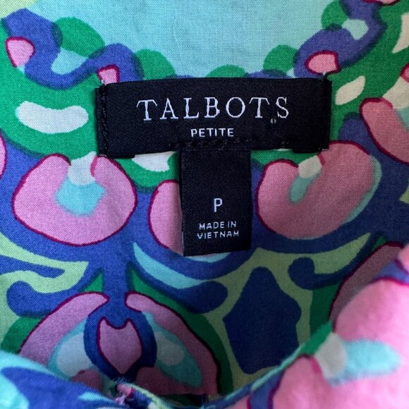 Talbots Long Sleeve Button Up Colorful Paisley Cotton Shirt Size XS Petite - Picture 3 of 9